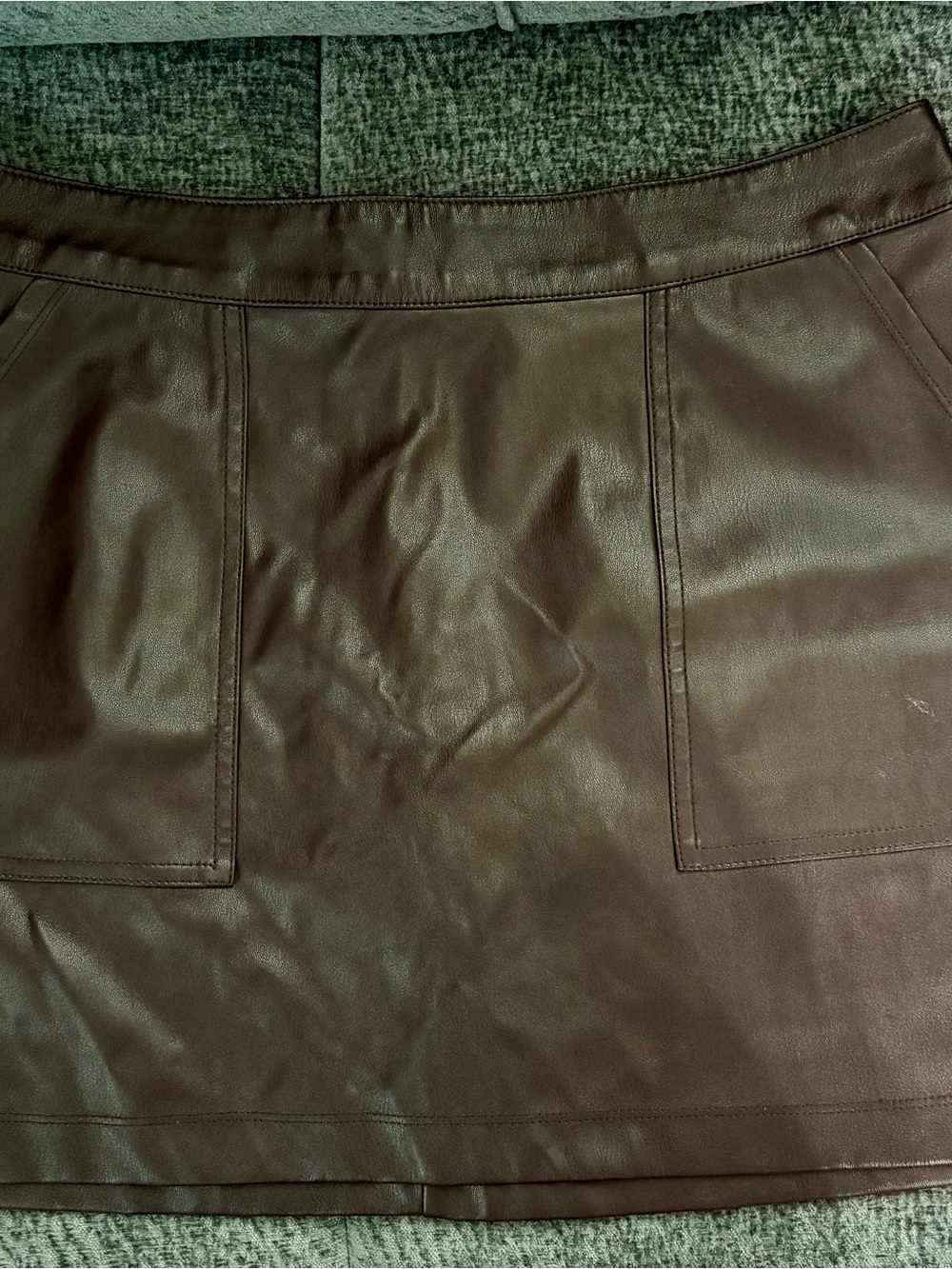 Brown Faux Leather Mini Skirt